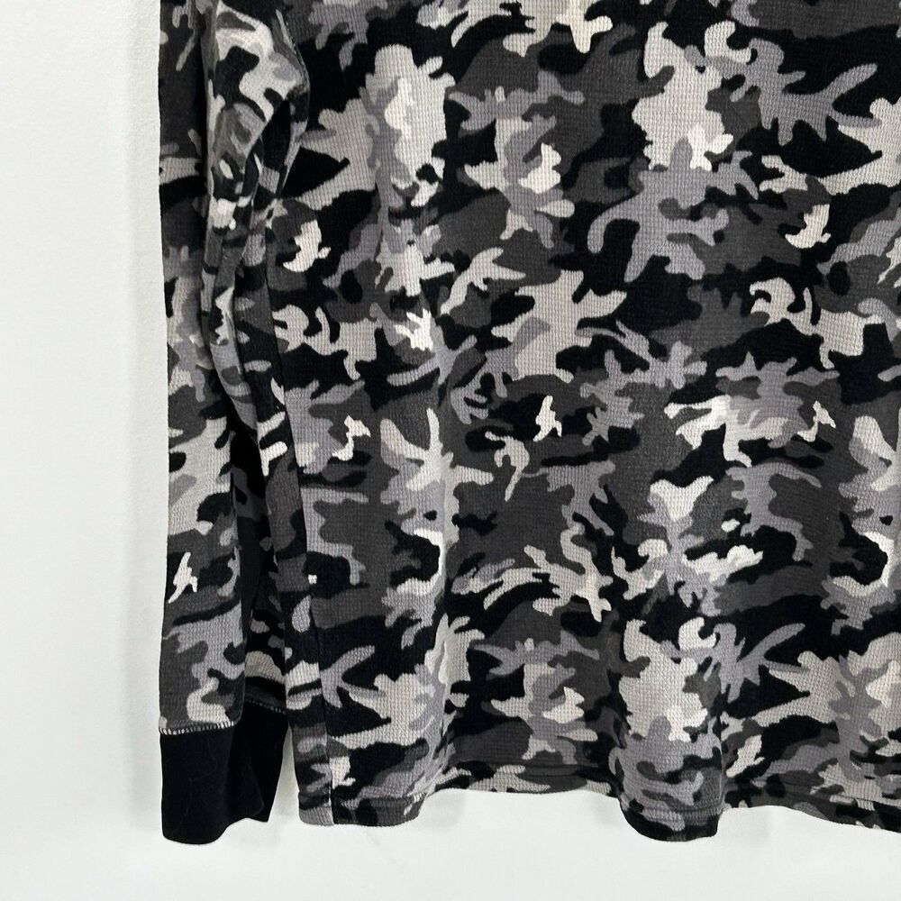 Men's Polo Ralph Lauren Waffle Weave Thermal Shirt Size Medium Camo Black Grey - Picture 4 of 9